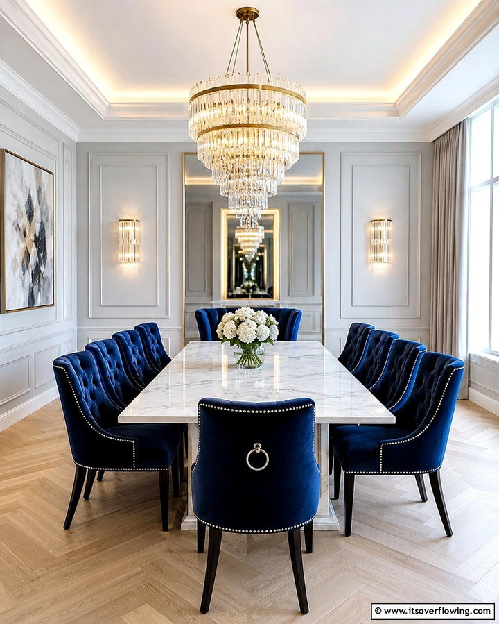 Velvet Navy Blue Dining Chairs - 25 Navy Blue Dining Room Ideas for Elegant Gatherings