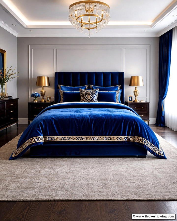 Velvet Royal Blue Bedding - 25 Royal Blue Bedroom Ideas for a Regal Retreat