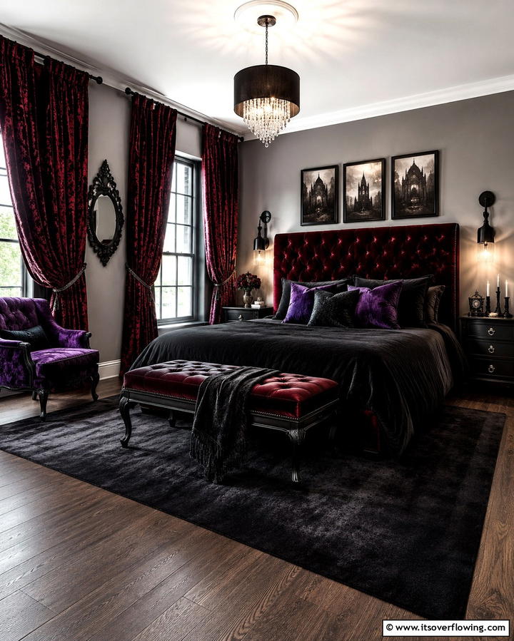 Velvet Textures Everywhere - 25 Gothic Bedroom Ideas for a Dark and Romantic Retreat