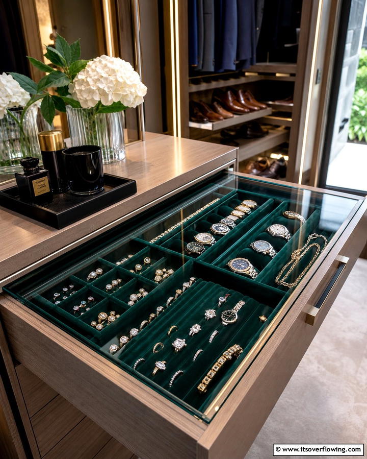 Velvet Trays for Jewelry Organization - 25 Vanity Organization Ideas for a Clutter-Free Space