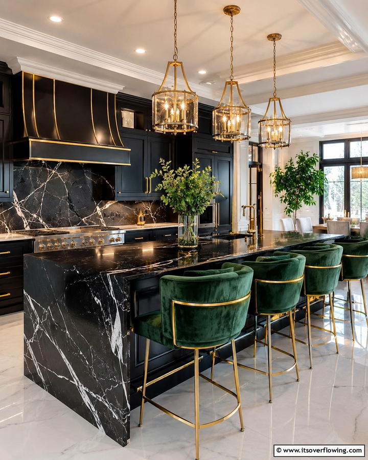 Velvet Upholstered Seating - 30 Gothic Kitchen Ideas for Dramatic Dark Aesthetic Spaces