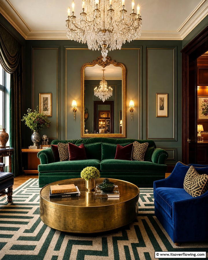 Velvet Upholstery - 25 Vintage 1930s Living Room Design Ideas for Nostalgia