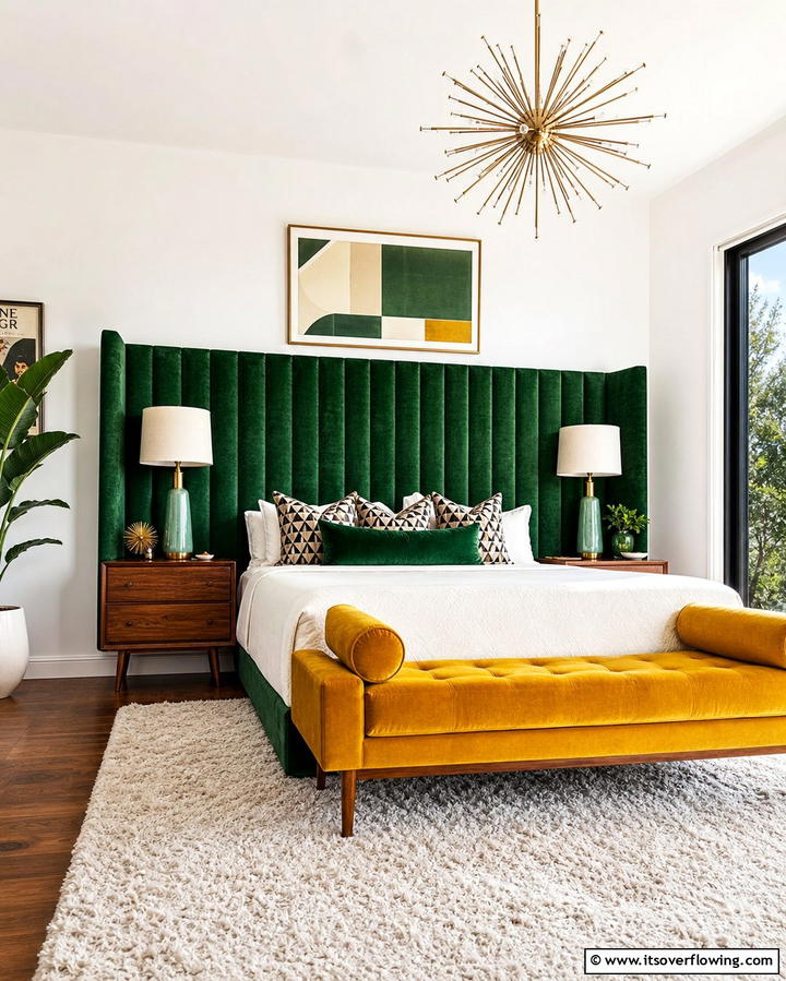 Velvet Upholstery - 25 60s Bedroom Ideas for a Retro-Inspired Space