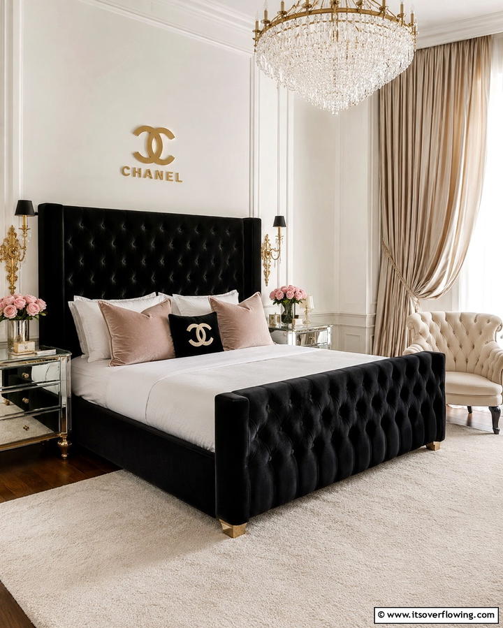 Velvet Upholstery - 25 Chanel Bedroom Ideas for a Luxurious and Chic Space