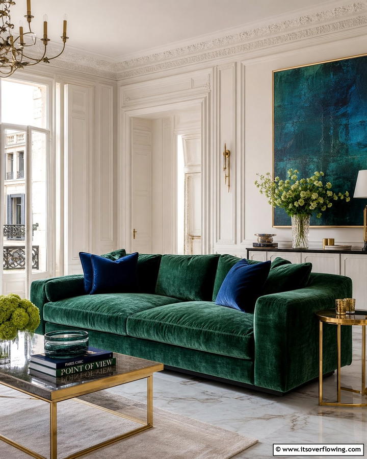 Velvet Upholstery - 25 Parisian-style Living Room Ideas for Elegant Homes