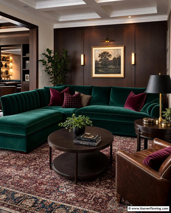 Velvet Upholstery for Sophistication - 20 Moody Living Room Ideas for a Dramatic Atmosphere