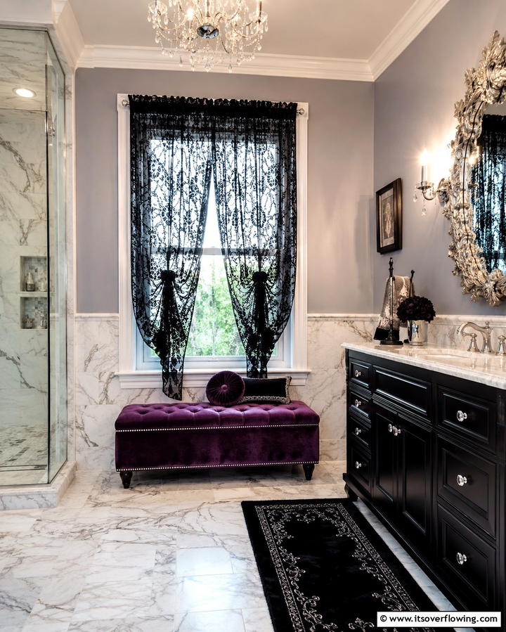 Velvet and Lace Decor Touches - 25 Gothic Bathroom Ideas for a Dramatic and Stylish Space
