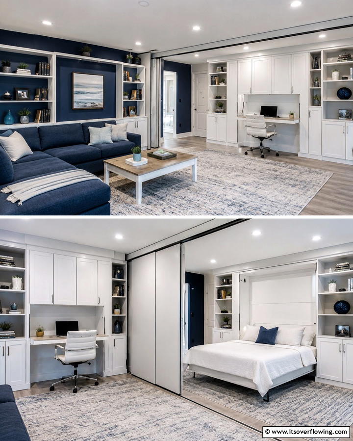 Versatile Dual Purpose Office - 30 Basement Office Ideas for Productive Below-Ground Workspaces