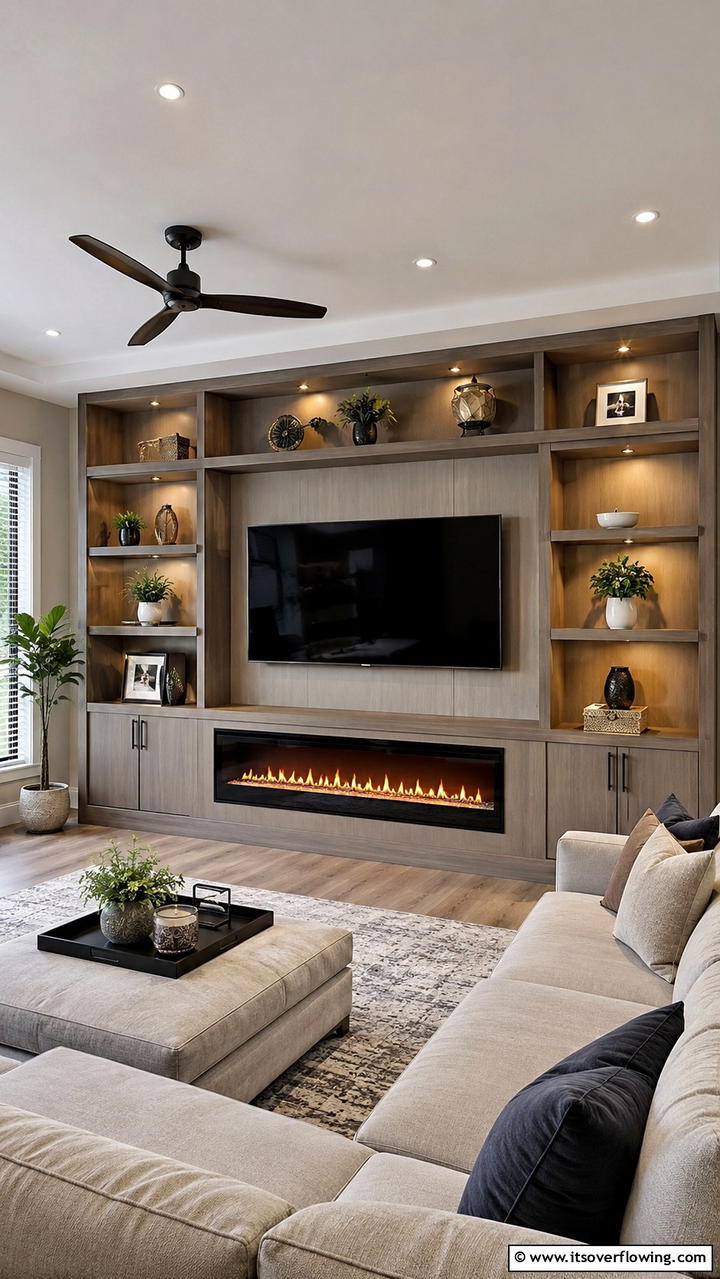 Versatile Electric Fireplace and TV Display Unit - 30 Electric Fireplace Ideas With TV Above for Cozy Spaces