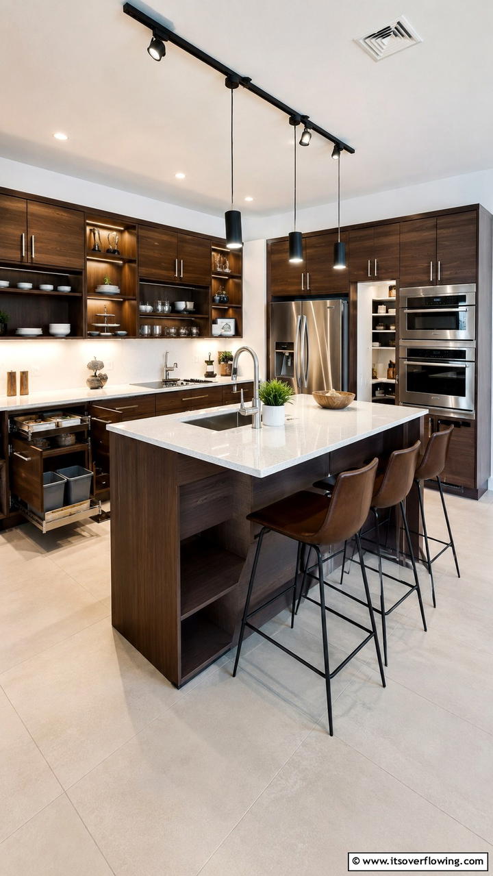 Versatile Functionality - 30 Dark Wood Kitchen Cabinet Designs for Classic Style