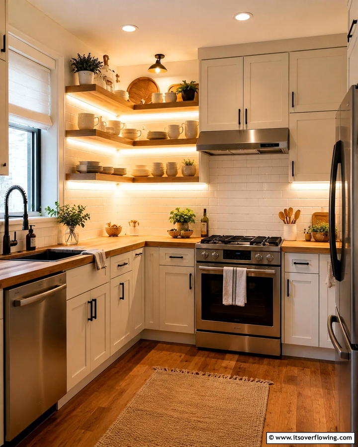 Versatile LED Strip Accents - 30 Small Kitchen Lighting Ideas to Brighten Compact Spaces