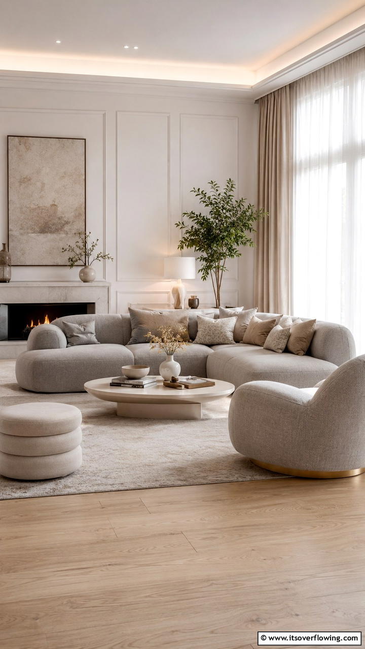 Versatile Living Space Design - 30 Grey and Beige Living Room Ideas- Warm Minimalist Designs