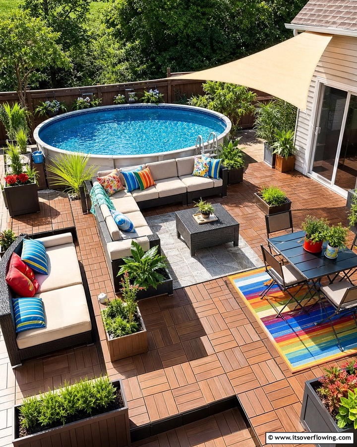 Versatile Modular Deck Layout - 21 Above-Ground Pool Deck Ideas for Backyard Fun