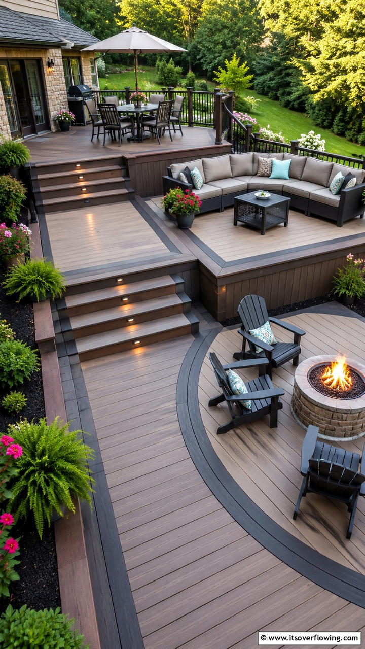 Versatile Multi Level Composite Deck - 30 Composite Deck Ideas- Stylish and Durable Outdoor Designs