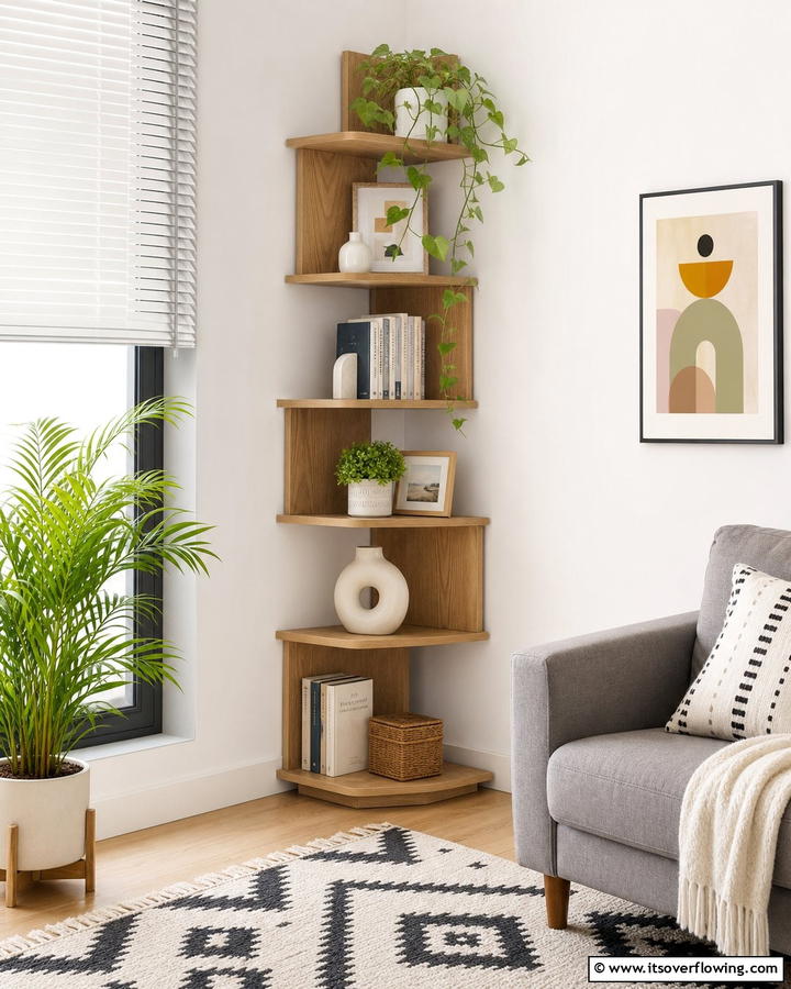 Versatile Multi Tier Shelf - 21 Corner Shelf Ideas for Stylish Space Optimization