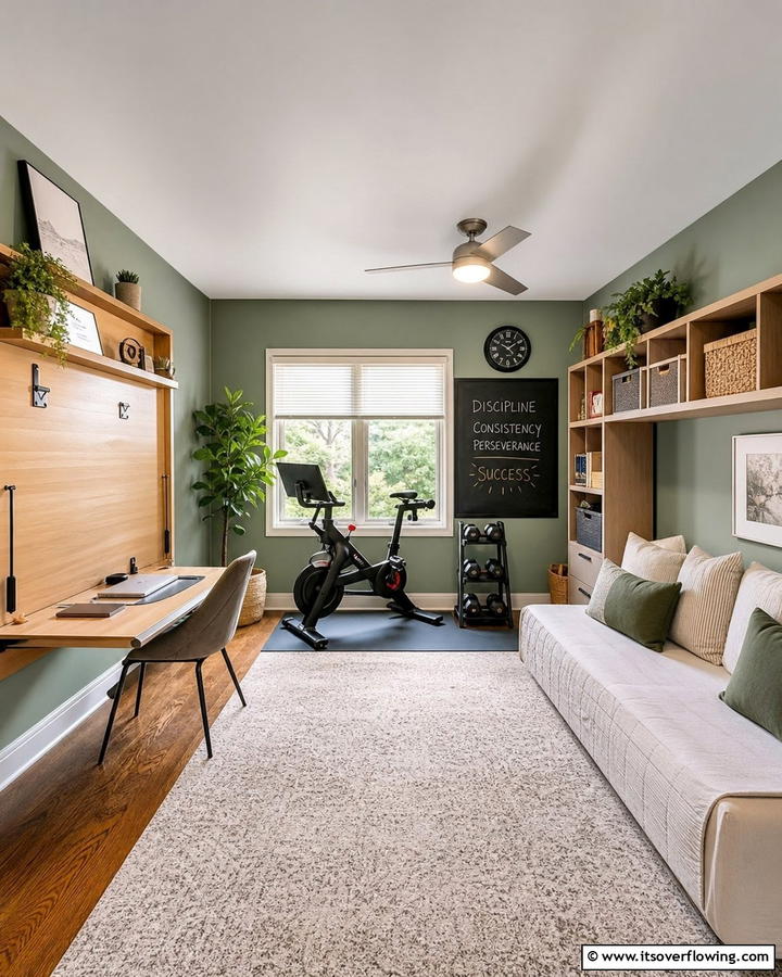 Versatile Multi Use Space - 21 Sage Green Paint Inspirations for Calming Interiors