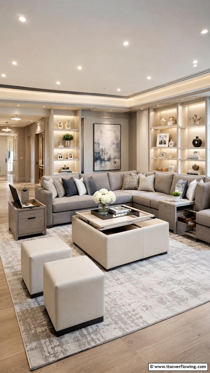 Versatile Multi functional Design - 30 Grey and Cream Living Room Ideas- Neutral Elegance