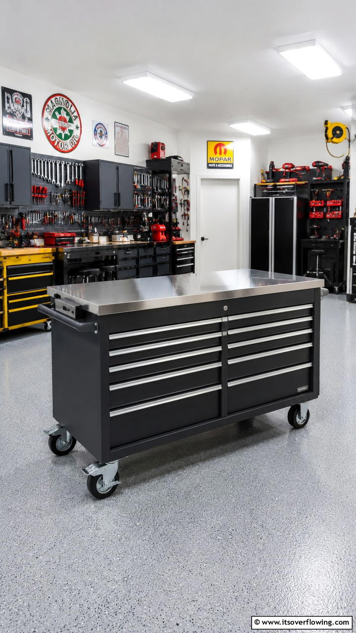 Versatile Workbench with Mobile Wheels - 30 Garage Workbench Ideas for Organized DIY Spaces
