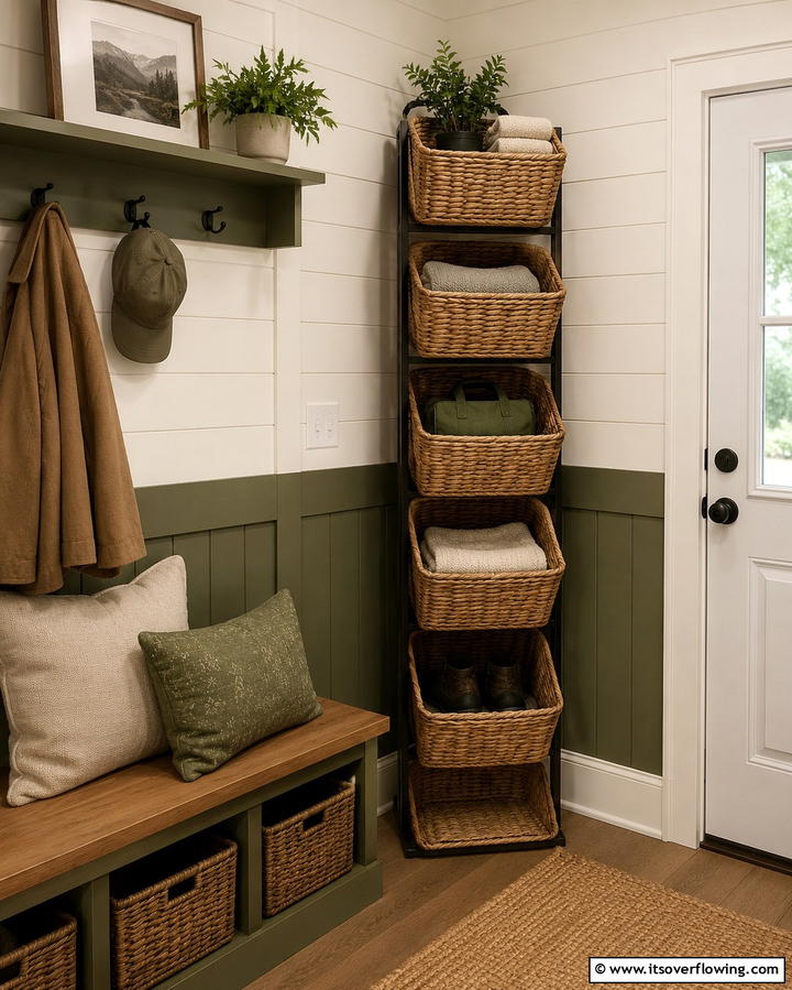 Vertical Basket Organizer - 25 Laundry Basket Storage Ideas for a Tidy Home