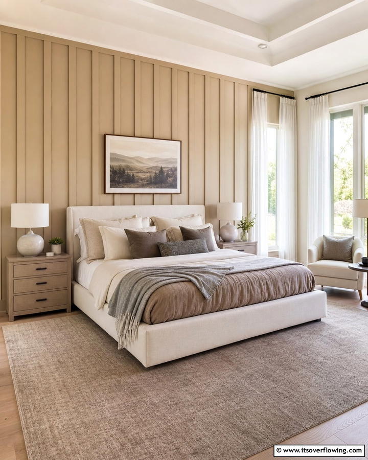 Vertical Board and Batten in Neutral Tones - 25 Board and Batten Wall Ideas to Elevate Your Home’s Interior