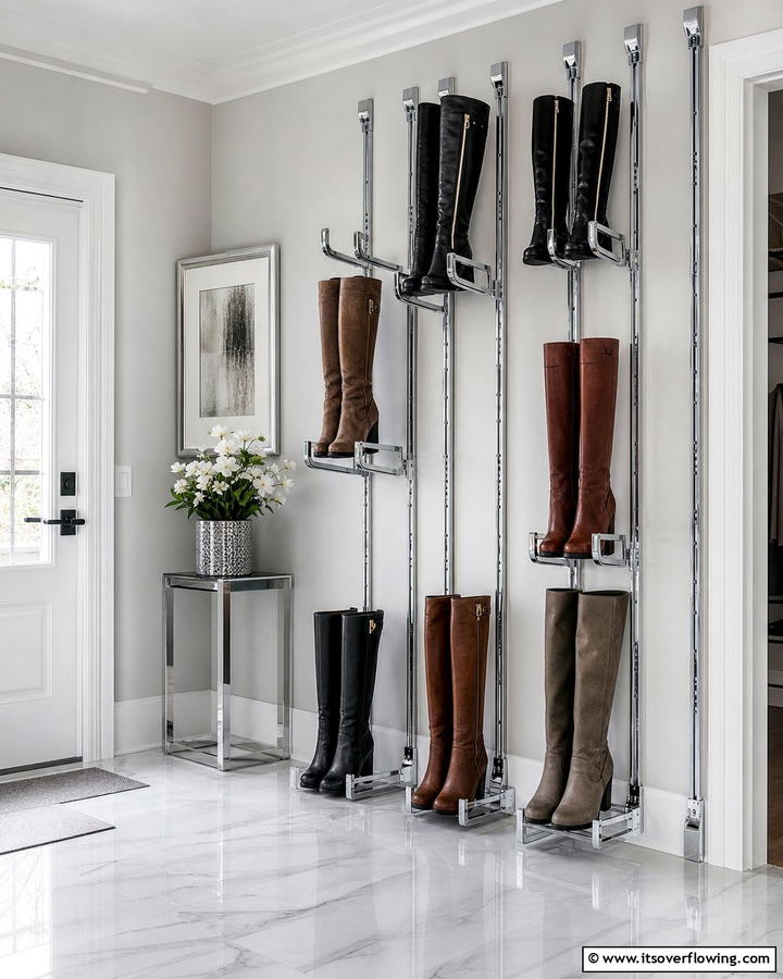 Vertical Boot Racks with Adjustable Slots - 25 Creative Boot Storage Ideas for Organized Homes