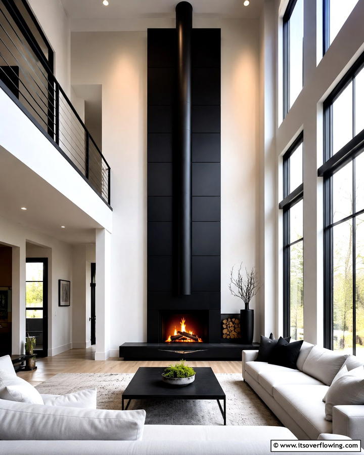 Vertical Emphasis with Tall Designs - 25 Off-center Fireplace Ideas for a Unique and Modern Living Room