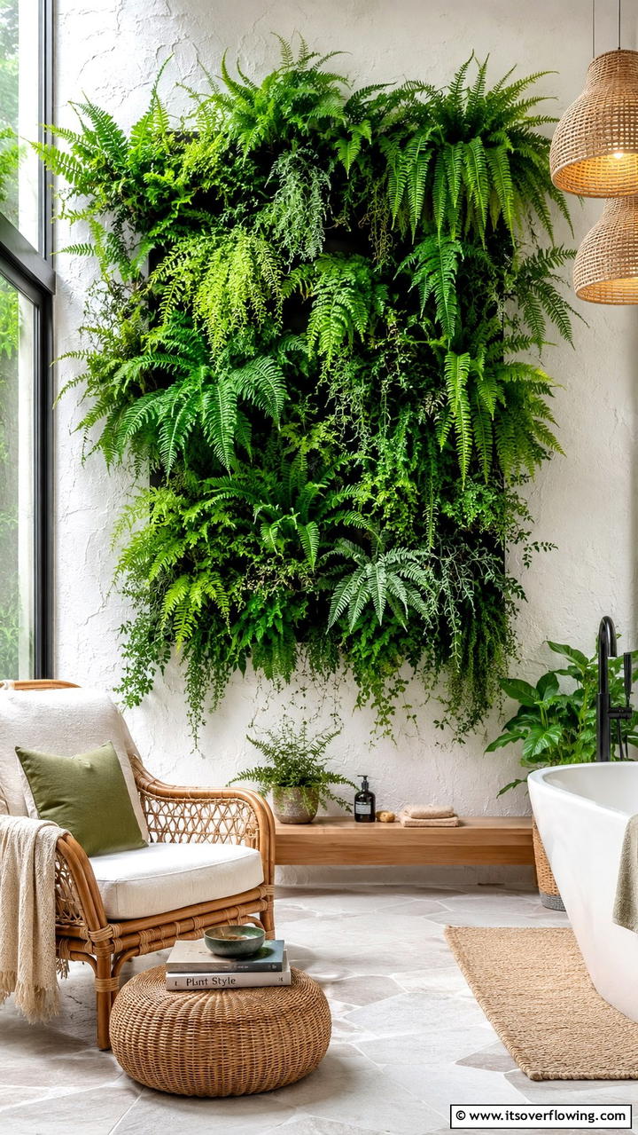 Vertical Fern Display - 30 Indoor Plant Wall Ideas to Transform Blank Spaces