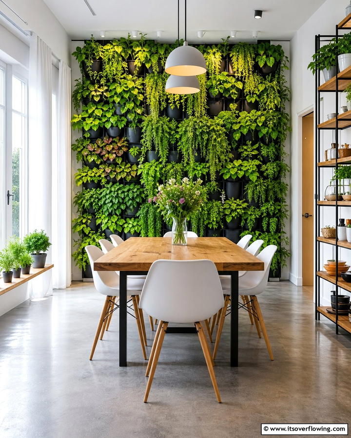 Vertical Garden Installation - 21 Green Dining Room Ideas to Refresh Your Dining Space