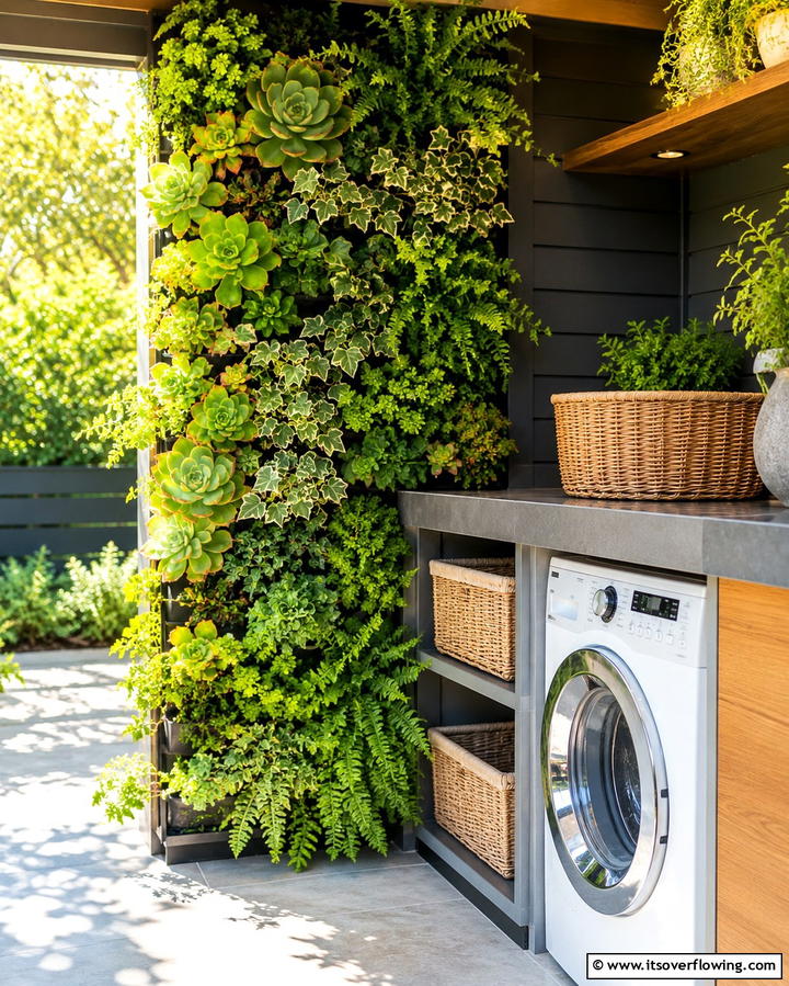Vertical Garden Integration - 25 Outdoor Laundry Area Design Ideas for Convenience