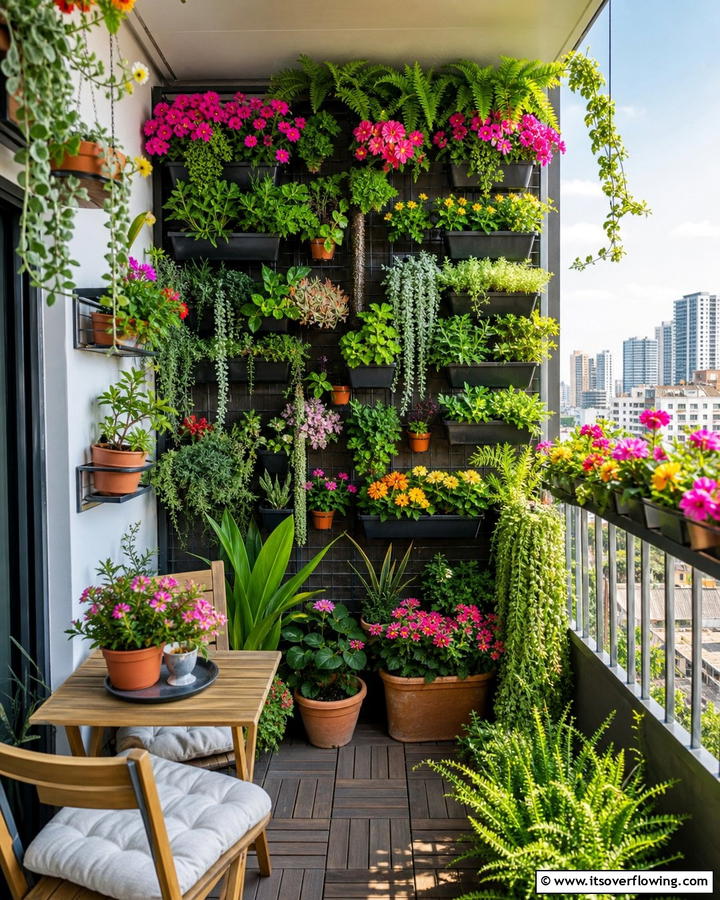 Vertical Garden Oasis - 21 Small Balcony Decor Ideas for Cozy Outdoor Retreats