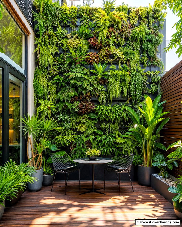 Vertical Garden Oasis - 21 Small Patio Design Ideas to Create an Outdoor Oasis