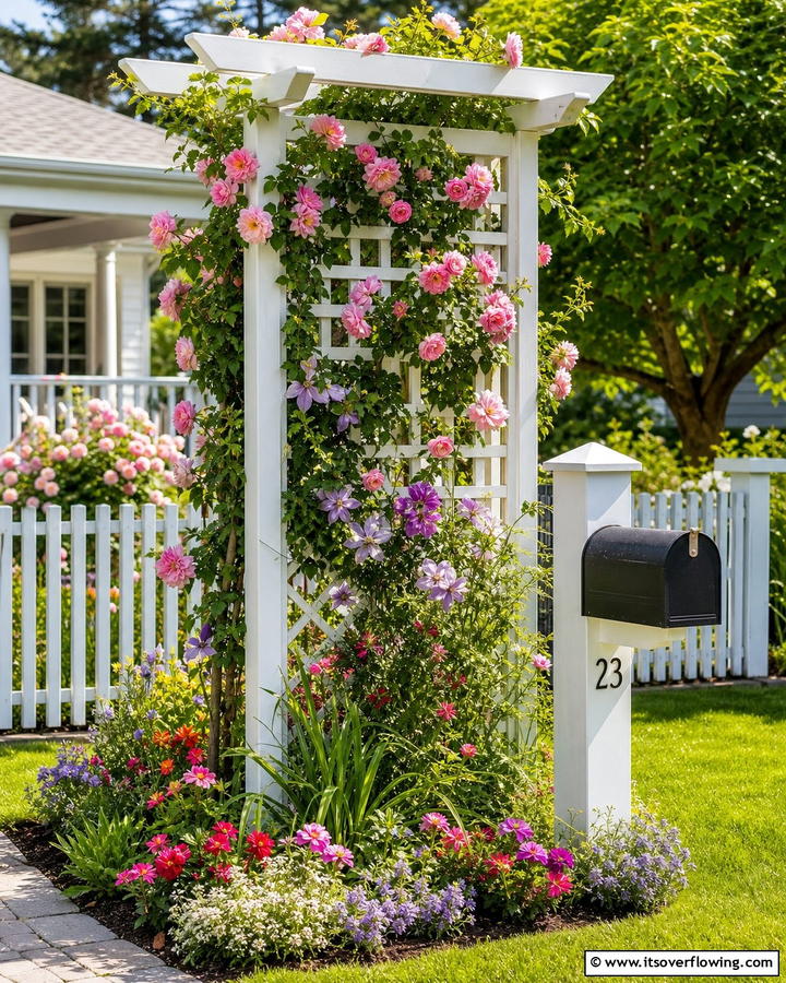 Vertical Garden Trellis - 30 Creative Mailbox Landscaping Ideas for Curb Appeal