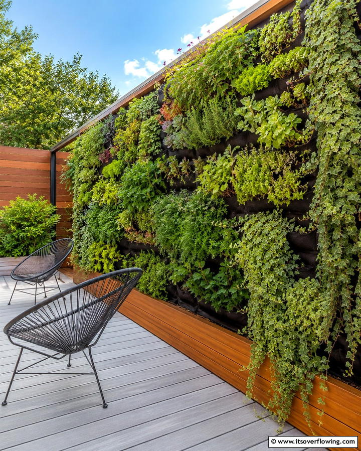 Vertical Garden Wall - 25 Small Backyard Patio Ideas for a Relaxing Outdoor Oasis