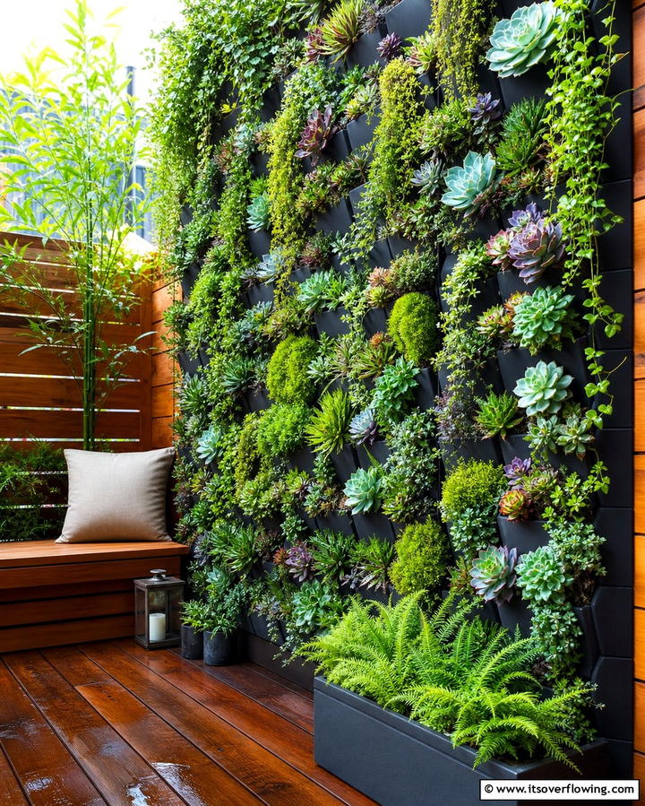 Vertical Garden Wall - 25 Small Deck Ideas to Maximize Your Outdoor Living Space