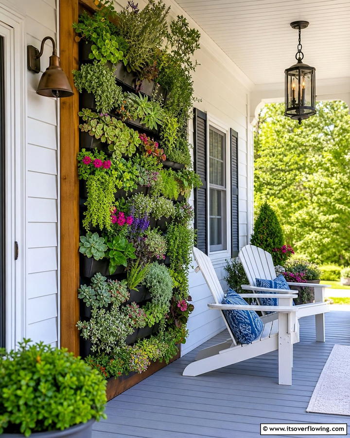 Vertical Garden Wall - 20 Small Cape Cod Front Porch Ideas for Charm