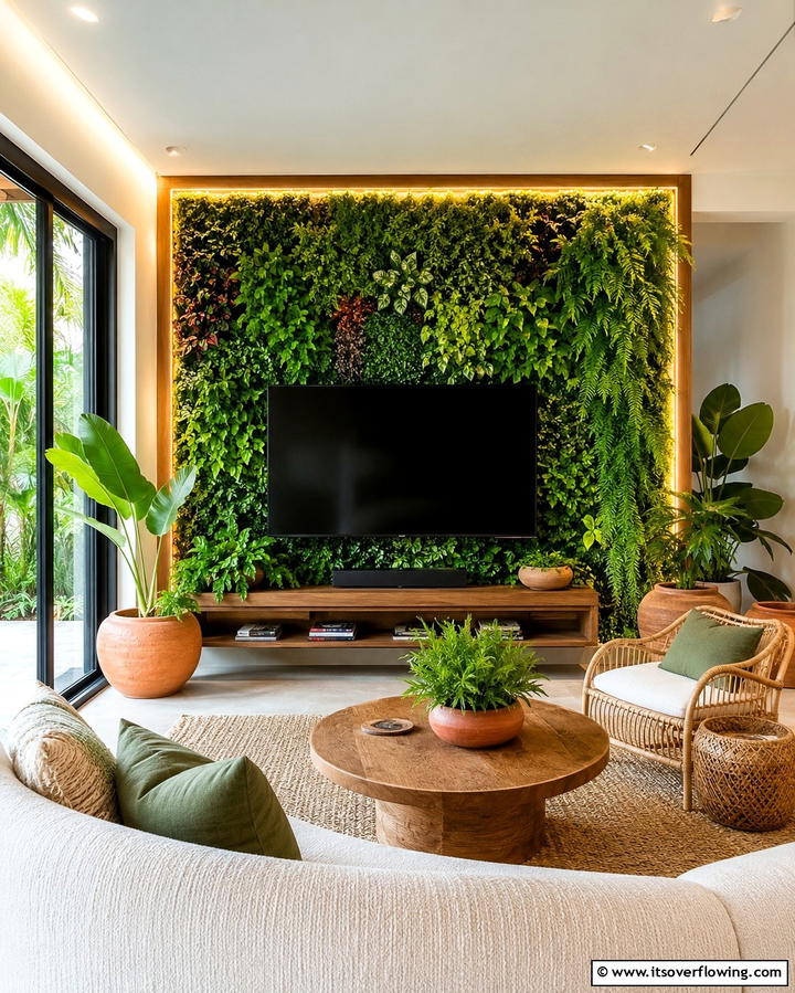Vertical Garden Wall - 20 TV Accent Wall Ideas to Enhance Your Space