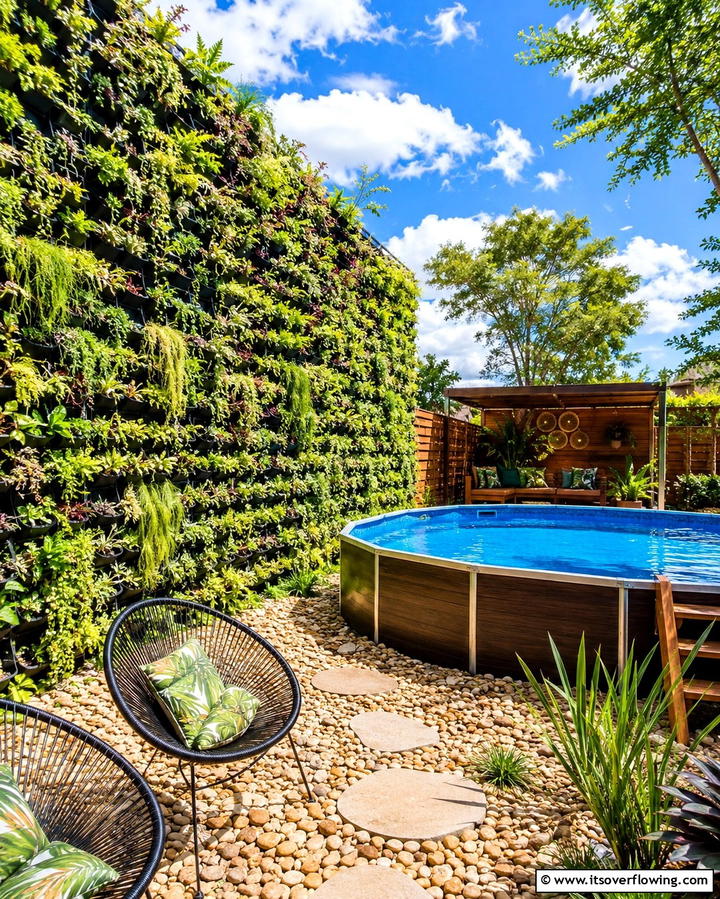 Vertical Garden Wall - 25 Above Ground Pool Landscaping Ideas for a Stunning Yard