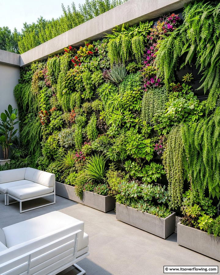 Vertical Garden Wall - 25 Concrete Patio Ideas on a Budget for Affordable Style