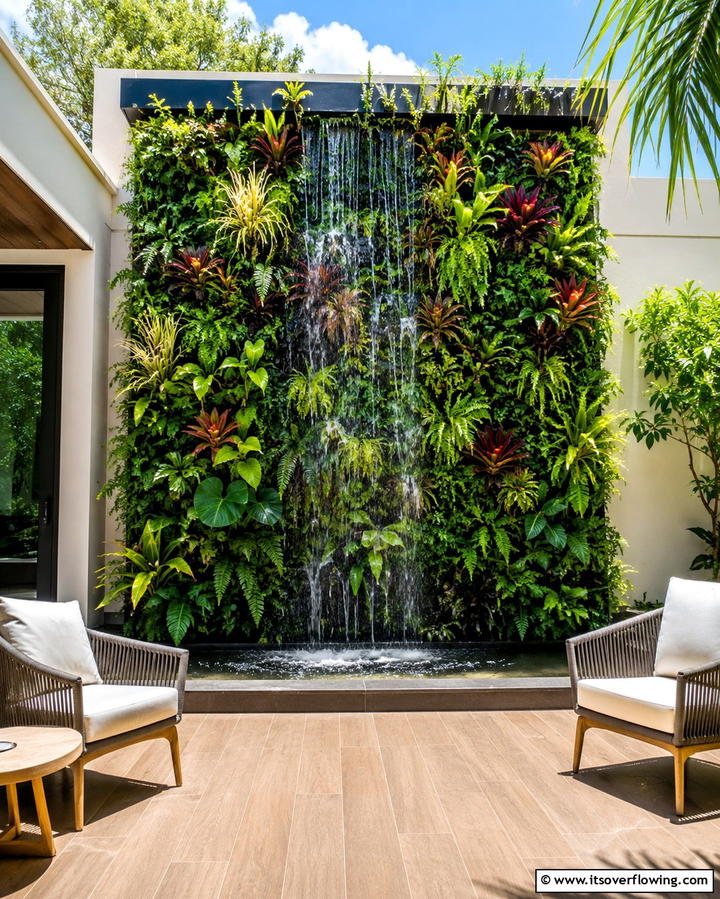 Vertical Garden Waterfall - 25 Small Pool Waterfall Ideas for Your Backyard