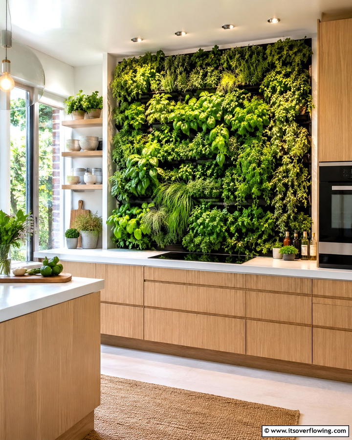 Vertical Garden for a Green Touch - 25 Kitchen Accent Wall Ideas for a Stylish Upgrade