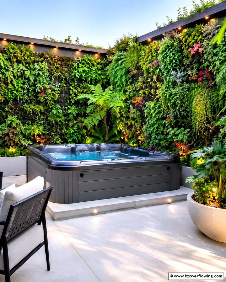 Vertical Gardens for a Green Escape - 25 Backyard Hot Tub Privacy Ideas for Relaxing Spaces