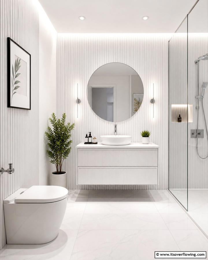 Vertical Grooved Panels - 25 Bathroom Wall Paneling Ideas for a Luxurious Look