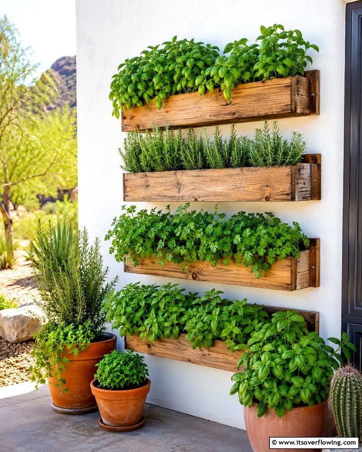 Vertical Herb Garden - 25 Arizona Backyard Ideas for Desert Landscapes
