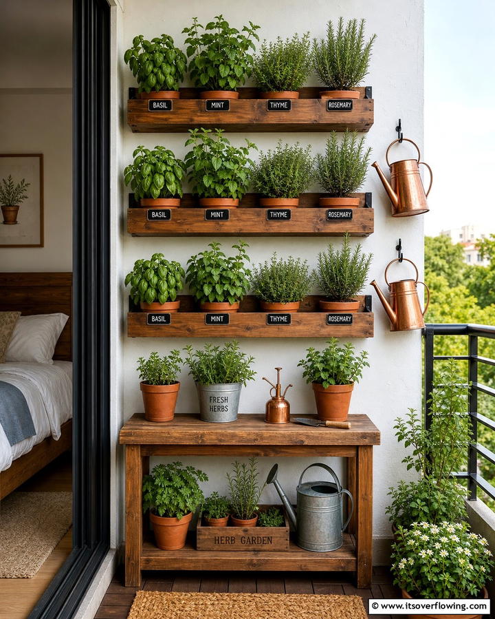 Vertical Herb Garden - 25 Inspiring Bedroom Balcony Ideas for Your Home
