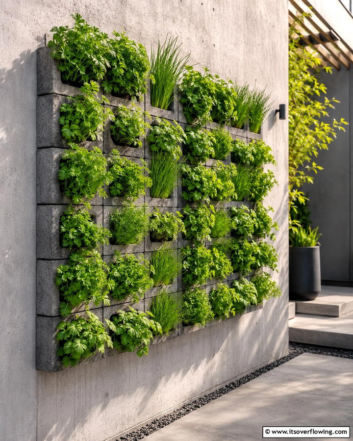 Vertical Herb Garden Wall - 30 Innovative Cinder Block Garden Ideas for Urban Green Spaces
