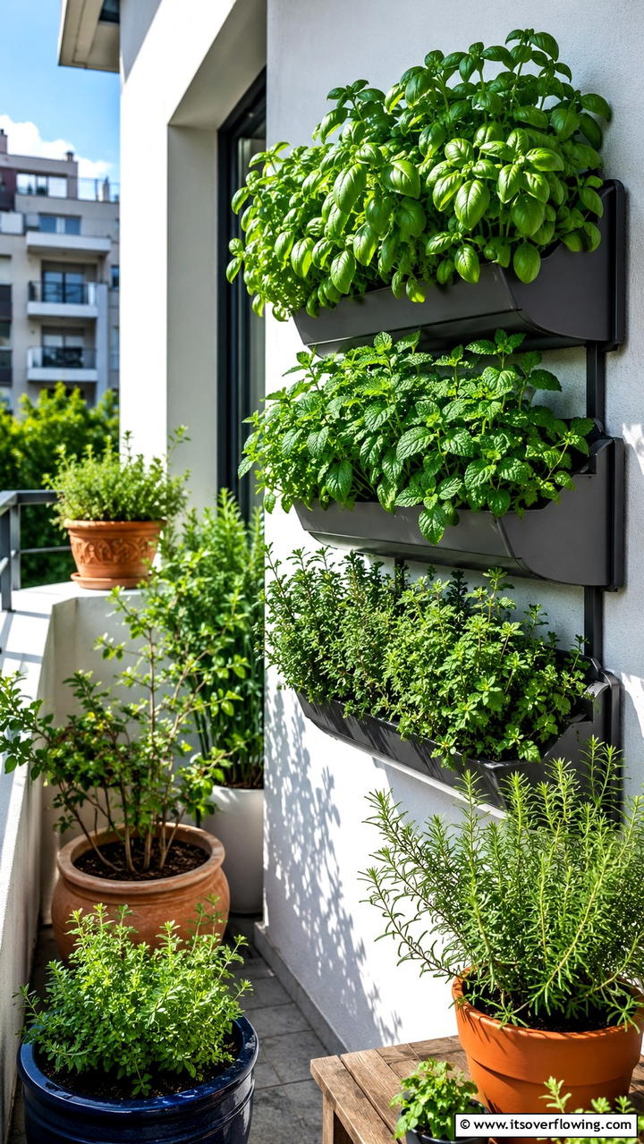 Vertical Herb Garden on a Balcony - 30 Budget Small Garden Ideas to Transform Outdoor Space
