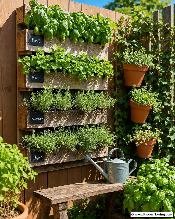 Vertical Herb Garden - 20 Creative Corner Patio Ideas for Small Outdoor Spaces