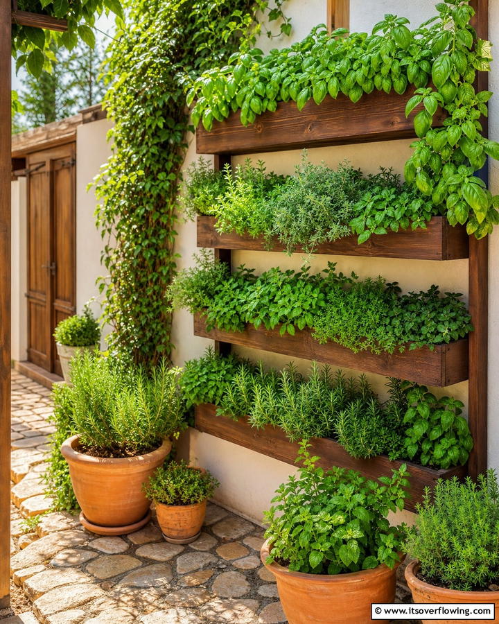 Vertical Herb Oasis - 21 Corner Garden Ideas for Small Space Greenery