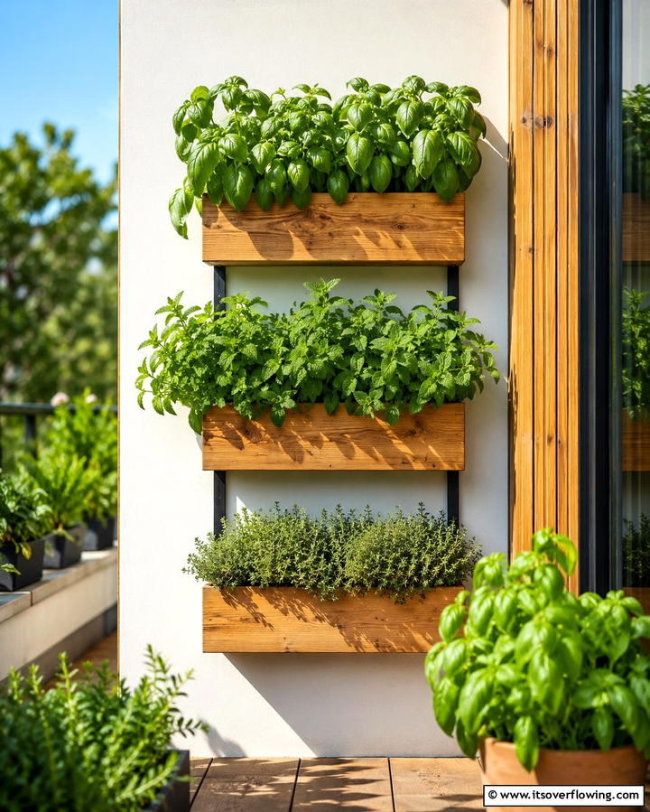 Vertical Herb Planters on Terraces - 25 Terraced Garden Ideas for Sloped Landscapes