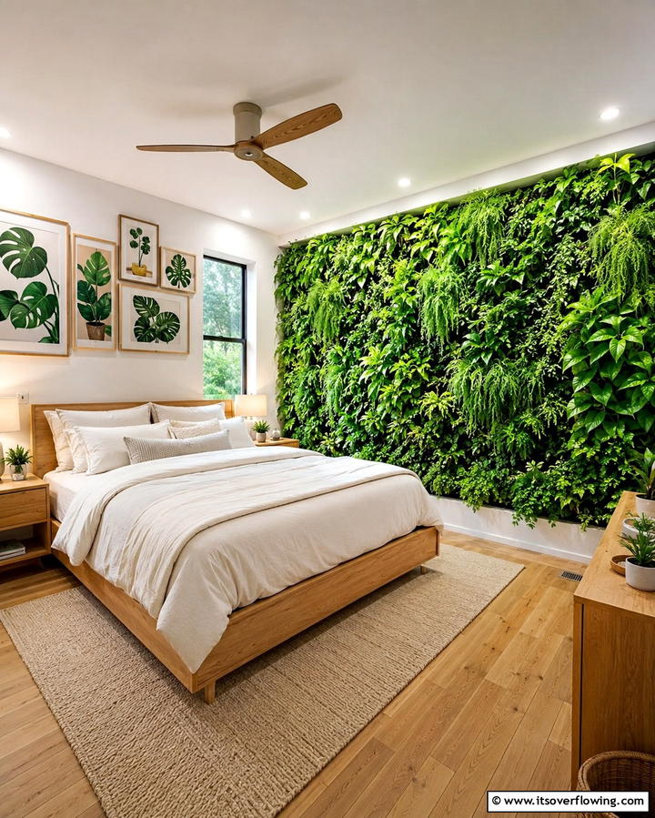 Vertical Indoor Garden - 30 Green Bedroom Decor Ideas for Calming Retreats